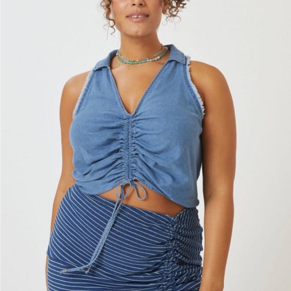 Blue Ruched Women's Top - Picture 5 of 8